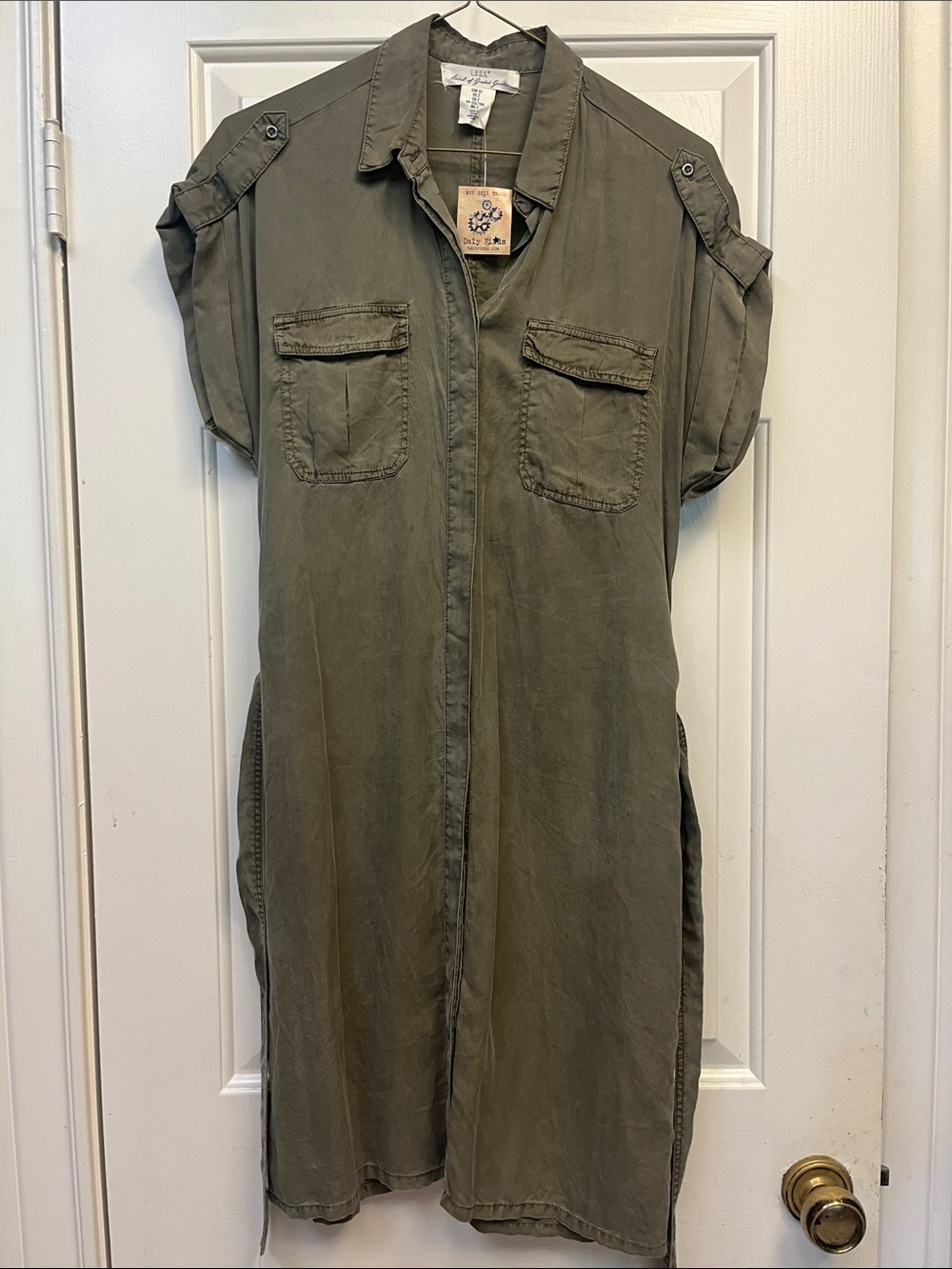 L.O.G.G Olive Utility Shirt Dress 2 NWOT